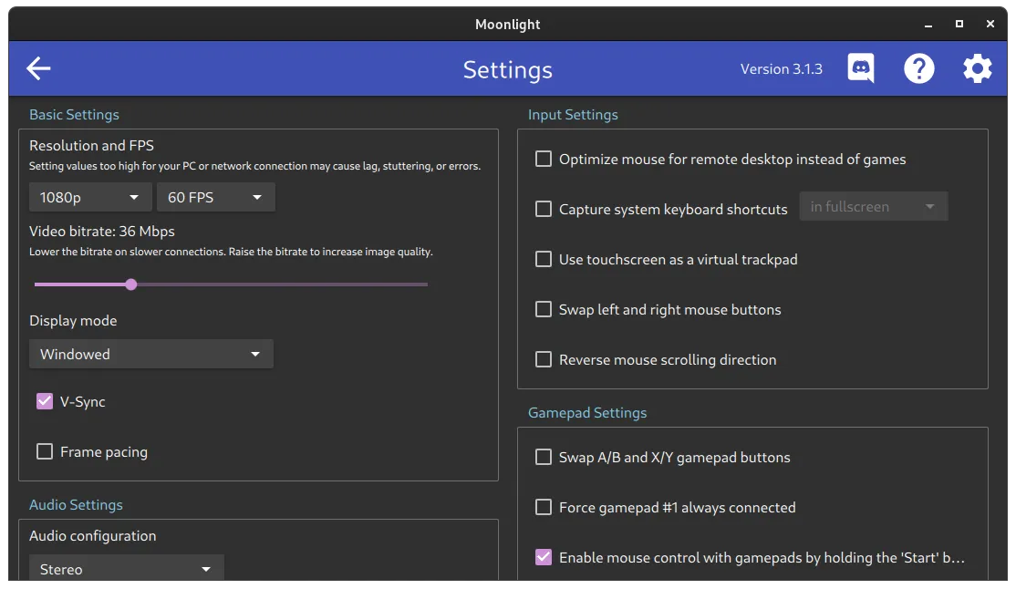 Settings of Moonlight