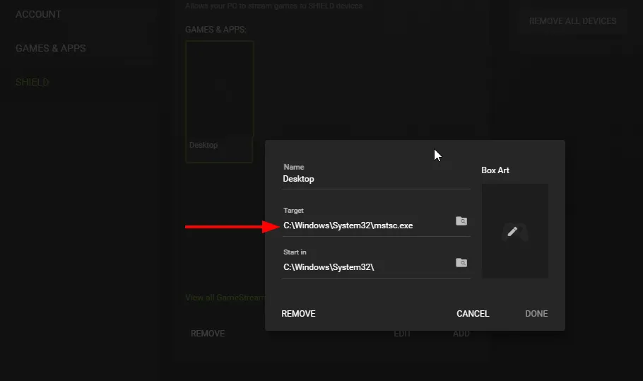 Add desktop to Nvidia Gamestream