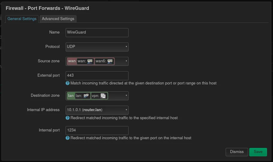 Configure port forwarding