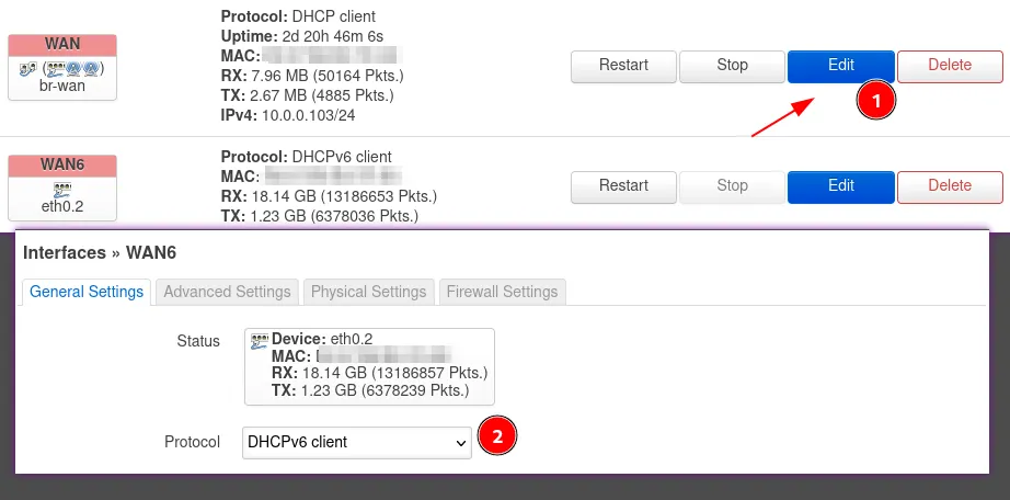 WAN DHCP in OpenWRT Luci